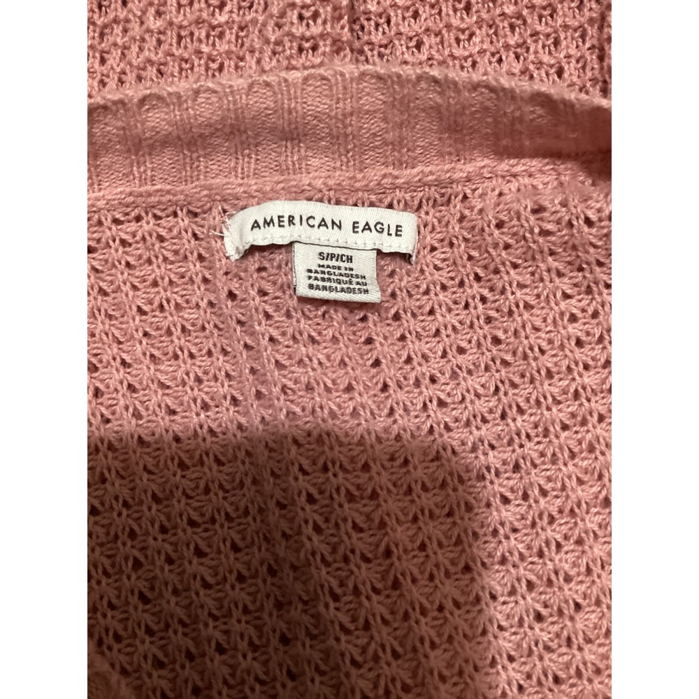 American Eagle Pink Waffle Knit Button Neck Pullover Sweater Size S - Picture 5 of 7